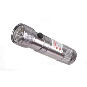 Compact 2-in-1 Super-Bright 8-LED Flashlight with Laser Pointer - Titanium Silver Aluminum