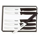 Victorinox Cutlery 6-Piece 4-1/2-Inch Wavy Edge with Round Tip Steak Knife Set, Black Po