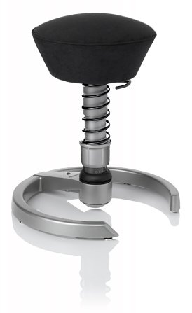 SWOPPER STANDARD 3D-Aktiv-Bürostuhl Hocker Sitzpolster Normal, Farbe schwarz, Federfarbe schwarz, Basis Titan, Fussring mit Filzgleiter, Feder MEDIUM (SWOPS10TF)