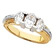 18K Yellow Gold and Platinum Diamond Three-Stone Ring - 2.00 Ct.