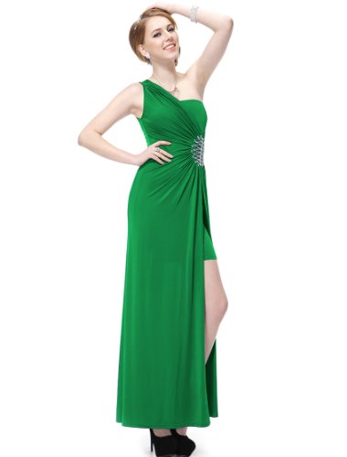 Ever Pretty Women's One Shoulder Rhinestones Slitted Long Prom Party Dress 09542