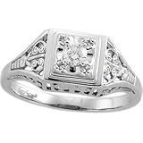 1/6 Ct 14K White Gold Diamond Filigree Ring
