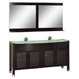 Daytona 71 Double Bathroom Vanity Set with Glass Countertop - Espresso