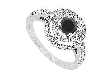 Fine Jewelry Vault 7515056 Black Diamond Ring- 14K White Gold- 1.75 CT Diamonds- Ring Size 10.0