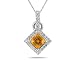Princess Cut Citrine & Diamond Pendant in 14K White Gold