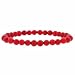 Simulated Red Coral Stone 6mm Bead Beaded Stretch Bracelet