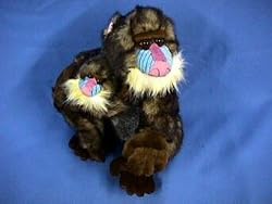 Stuffed Mandrill with Baby 10" High