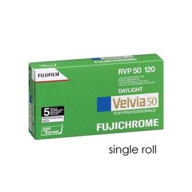 Click here to buy Fujifilm Fujichrome Velvia RVP 50 Color Slide Film, ISO 50, 120 Size, Transparency,... by Fuji.