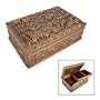 Walnut jewelry box, 'Indian Wildlife'