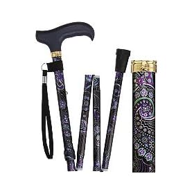 Royal Canes Purple Majesty Folding Adjustable Designer Derby Walking Cane with E