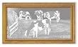 Country Art Etching of Cows Grazing, in Framed Etched Wall Mirror, Solid Oak Frame, 15 x 27 inches