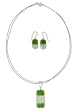 Dichroic glass jewelry set, 'Lime Raindrops'