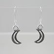 Small Double Sided Crescent Moon Dangle Earrings in Sterling Silver, #9232
