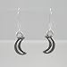 Small Double Sided Crescent Moon Dangle Earrings in Sterling Silver, #9232