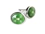 Oval Green Mosaic Fiber Optic Glass Cufflinks with Gift Box