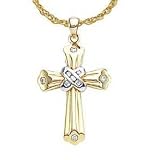 14K Yellow Gold Diamond (.15 ctw) Cross