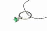 Sterling Silver CZ May Birthstone Ring Necklace with 18 Figaro Chain