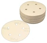 5 Inch Hook & Loop Sanding Discs, 5 Holes, 220 Grit, Box of 50.