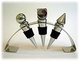 Jiminox 3 Pcs Wine Stopper Set with Stand - Chrome Plated Finish