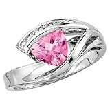 10kt. White Gold, Lab Created Pink Sapphire & Diamond Accent Ring