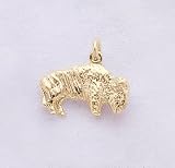 14kt Yellow Gold Buffalo Charm. 3-Dimensional