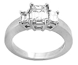 .95Ct. Three Stone Platinum Certified Emerald Cut Diamond Engagement Ring