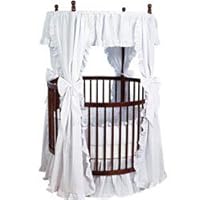 Eyelet Bedding for Round Baby Crib - Color White eyelet