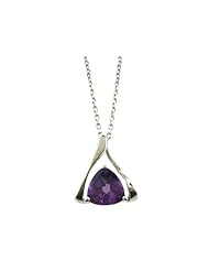 O&G Australia Natural Amethyst (1.5cttw), Rhodium Plated 925 Sterling Silver Pendant with Adjustable Chain