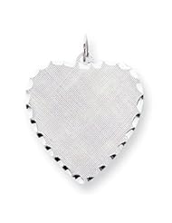 Sterling Silver Engraveable Heart Patterned Disc Charm