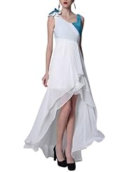 A-line V-neck Chiffon Sleeveless  Sequined Beaded Cocktail High-Low-Hem Short Homecoming Dress/Pageant Dress/Prom Dress/Party Dress/Wedding Dress  With Ruffles