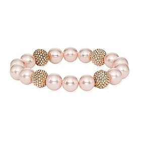 18K Rose Gold Over Sterling Silver Bead and Faux Pink Pearl Bracelet by Rose Gold Bracelet
