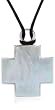 La Strada Halsband NE00022 schwarz 40cm, Verschluss 925 Sterling Silber, Anh�nger Kreuz  925 Sterling Silber Perlmutt weiss