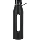 Takeya Classic Glass Water Bottle with Silicone Sleeve, Black, 22-Ounce