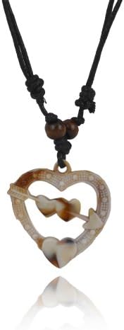 Fashion Imitation Ivory Carved Heart Love Cupid mandrel Inspired Drop Wedding Pendant Necklace