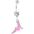 Pink Playboy Bunny Dangle Belly Ring