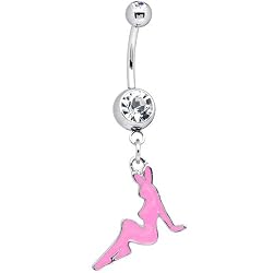 Pink Playboy Bunny Dangle Belly Ring