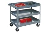 3 Shelf Deep Tray Steel Stock Cart 36x24 800 Lb. Capacity