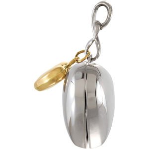 Sterling Silver & 14K Yellow 24.00X18.00 MM Locket That Holds 2 Pictures And A 14ky Heart Dangle