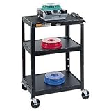 Apollo Steel Adjustable-Height Cart, 26-42in.H x 24in.W x 18in.D, Black