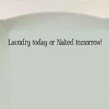 Laundry today or naked tomorrow 3 x 32 vinyl lettering wall sayings home décor art quote sticker decal word