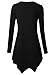 DJT Women's Henley Neck Long Sleeve Hankerchief Hemline Tunic Top XX-Large Black