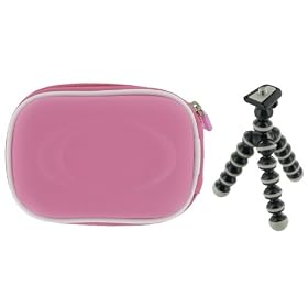 rooCASE 2n1 EVA Hard Shell (Pink) Case with Memory Foam and Premium Tripod for Flip Video Ultra Series Camcorder Green