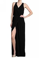 Sexy V-neck Spandex/Viscose Slit Wrap Evening Dress/Maxi Dress 