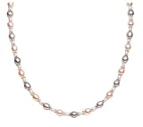 Sterling Silver Multi-Color Freshwater Cultured Pearl Necklace, 17