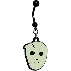 Glow In The Dark Halloween Hockey Mask Belly Ring