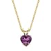 14k Yellow Gold Heart Amethyst Pendant with Chain 16