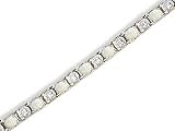 14K White Gold Genuine Oval Opal and Diamond Bracelet