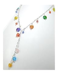 Glass Beads Necklace In 92.5 Sterling Silver