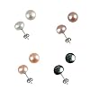5.5-6mm EZ Match AAAA Cultured Pearl Platinum Overlay CAREFREE Sterling Silver Stud Earrings Set (LS1B)
