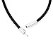 Men's 2mm Wide Alloy Rubber Cord Necklace Chain Black Silver 14~40 Inch